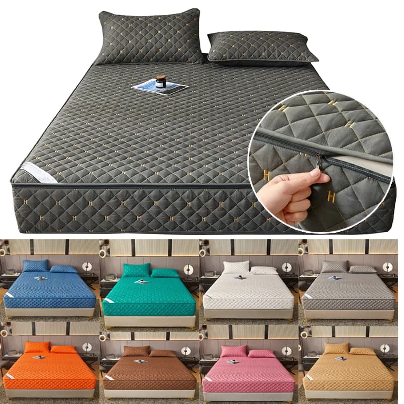 Six-sided cotton cover, fully covered, with zipper, embroidered, soft, with elasticized corners