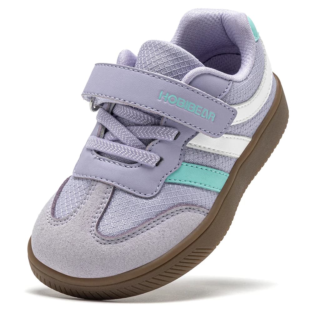 HOBIBEAR Little Kid Wide Toe Shoes Hook-Loop Lightweight Sneakers Artificial Leather Mesh Walking Shoes for Toddler Kids
