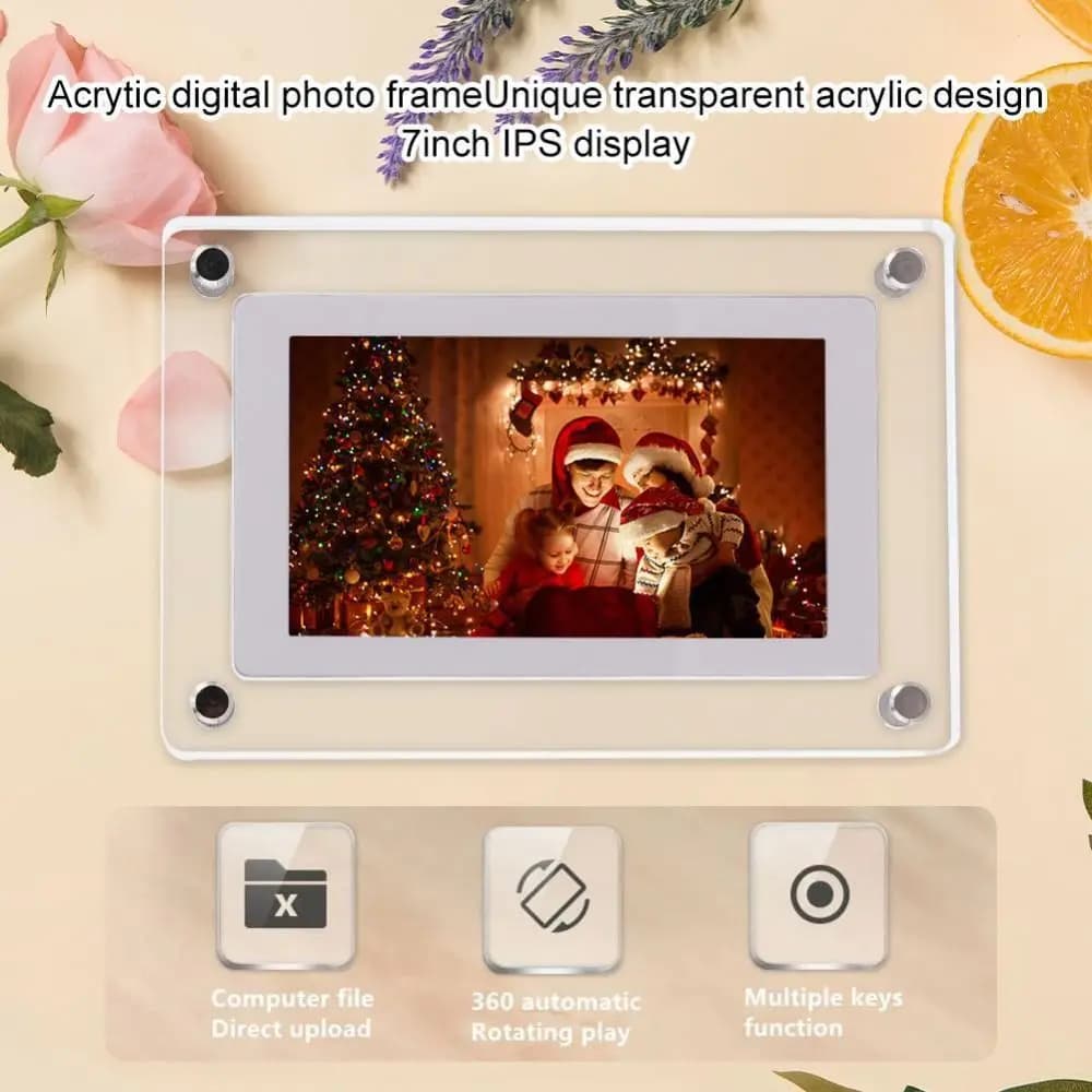 Regalo Cornice per foto digitale in acrilico Cornice per video ad alta risoluzione da 7 pollici 480x854 Gioca alla musica Cornice per diapositive Decorazioni per la casa