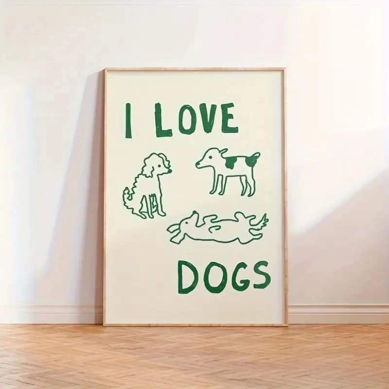 Amo i cani Testo e semplici illustrazioni di cani Stampe d'arte da parete Pittura su tela Poster Immagine per soggiorno Decorazioni per la casa