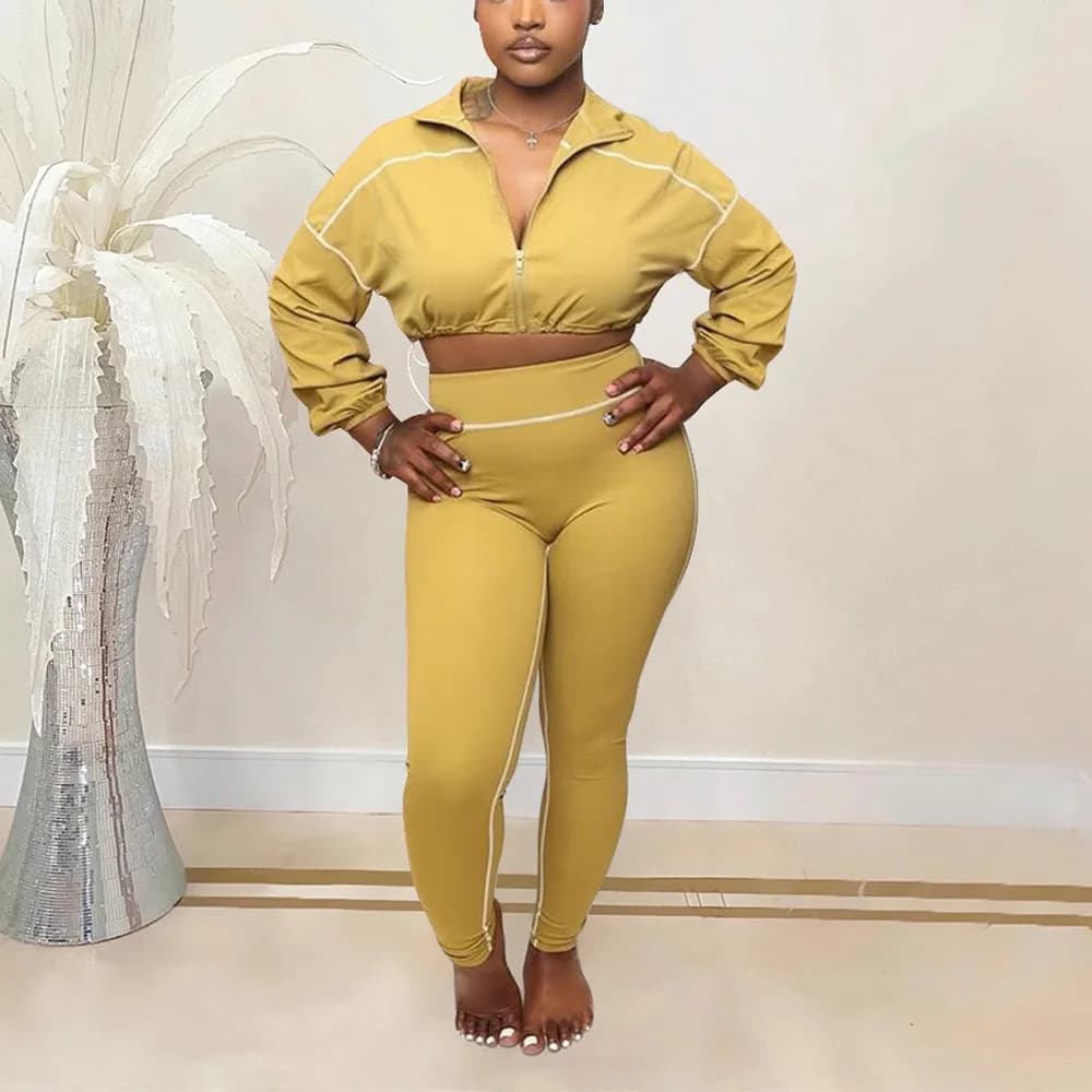 Women's 2 Piece Pants Set 2025 New Fashion Solid blouse and Long Pants Sports Clothing Sets Wholesale Coordinated Pants Set