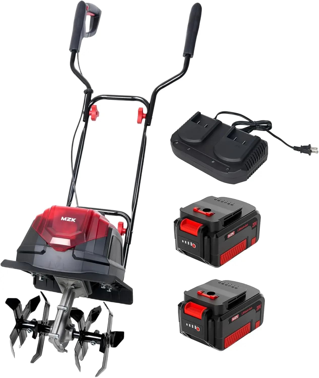 Motozappa da Giardino a Batteria 40V, Larghezza 12 Pollici, Coltivatore per Terreno e Prato con 2 Batterie e Caricabatterie