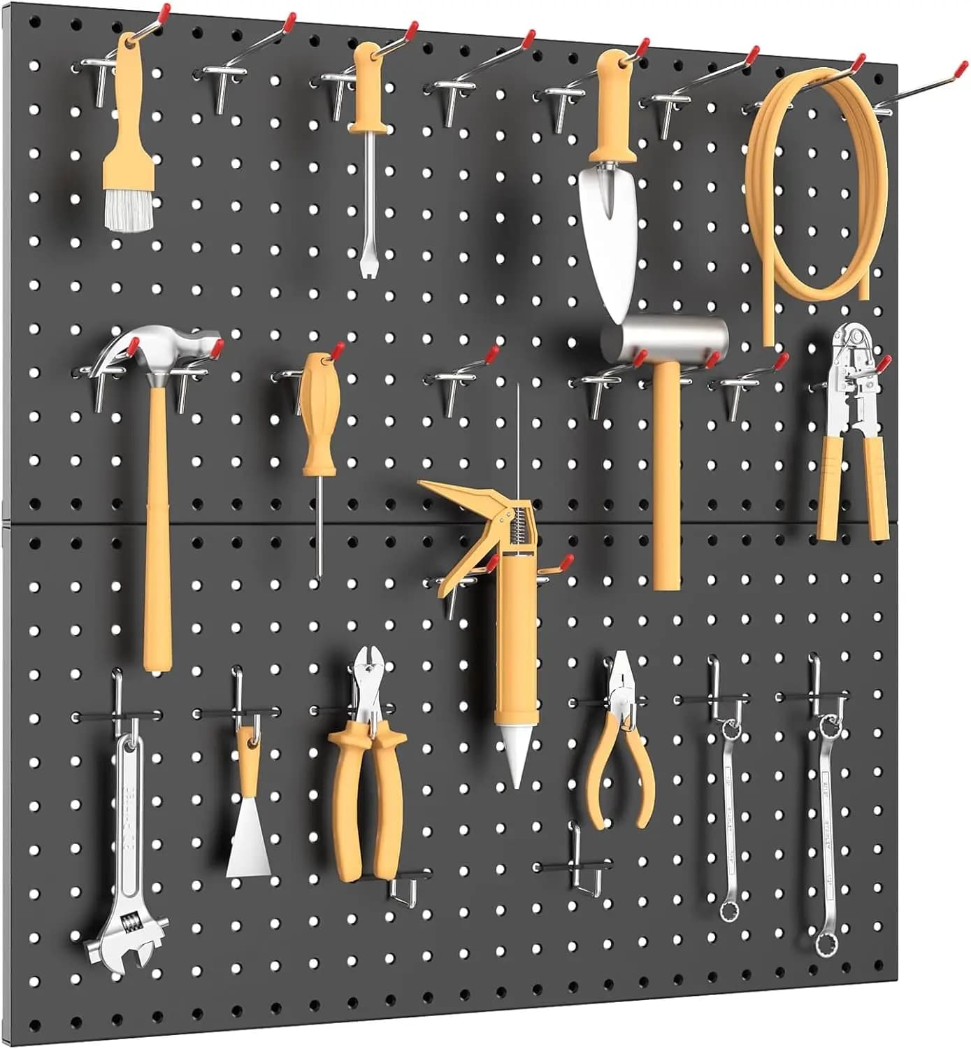 Set di 2 Organizzatori in Metallo con Pannello Forato [24x12 Pollici], Mensola da Parete, Finitura Verniciata, Multiuso per Diverse Stanze