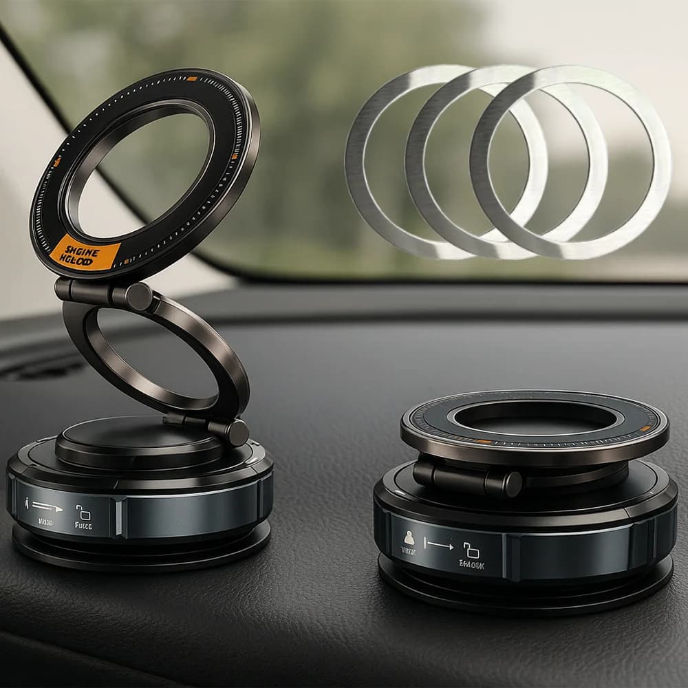 Supporto magnetico per telefono per auto in lega Supporto per aspirazione sottovuoto Rotazione a 360° per cruscotto del parabrezza per iPhone Samsung Forte tenuta