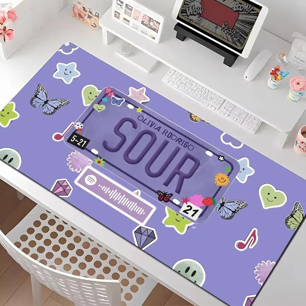 Tappetino per mouse Singer O-Olivia RodrigoES, diverse dimensioni, tappetini quadrati di grandi dimensioni per computer, ufficio, gioco, tappetini per mouse in gomma antiscivolo