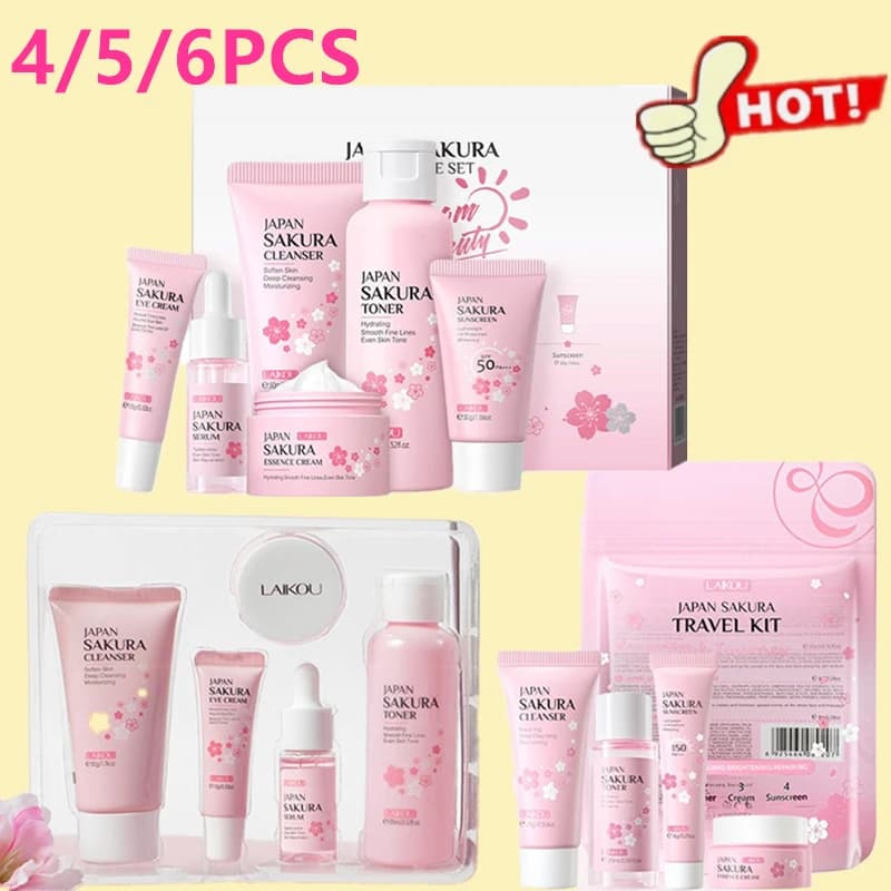 4/5/6 pcs/set Sakura Skin Care Cream For Silk Sister Toner Detergent For Face Solar Protection Cream For Eyes Gift Pack Face Skin Care Set Product