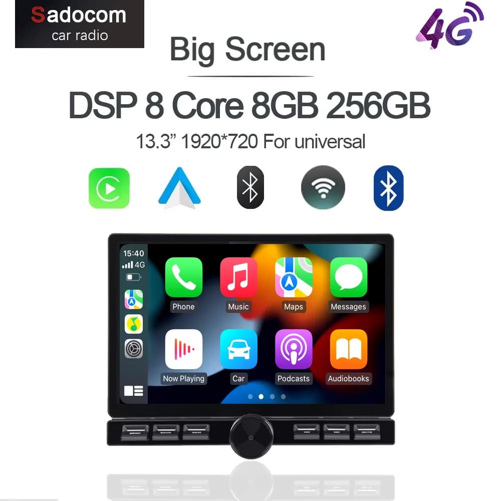 13.3 "QLED 2000*1280 360 12G + 256G Carplay Android 14.0 Lettore per auto GPS DSP WIFI Stereo autoradio multimediale Per Universale
