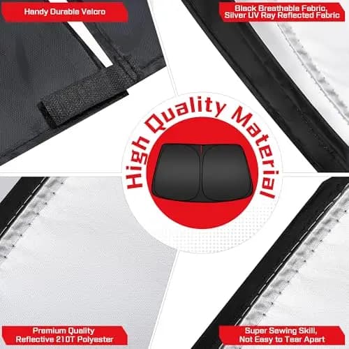 Parasole Pieghevole Personalizzato per Parabrezza Dodge Durango 2011-2026, Poliestere 210T Riflettente Anti-UV, Chiusura Durevole con Velcro