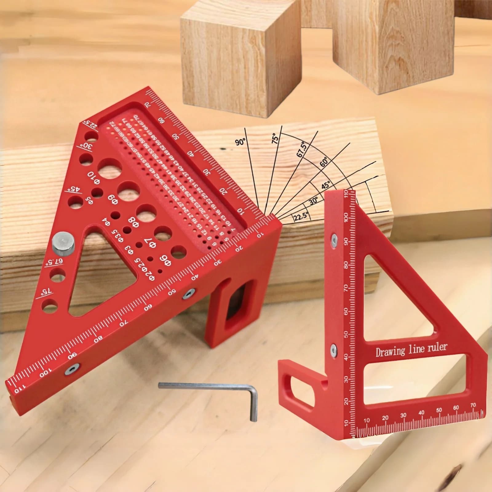 1pc Woodworking Multi Angle Square Protractor Plastic Angler Scriber Woodworking Square or W/ Dowel Pins Miter Triangular Ruler