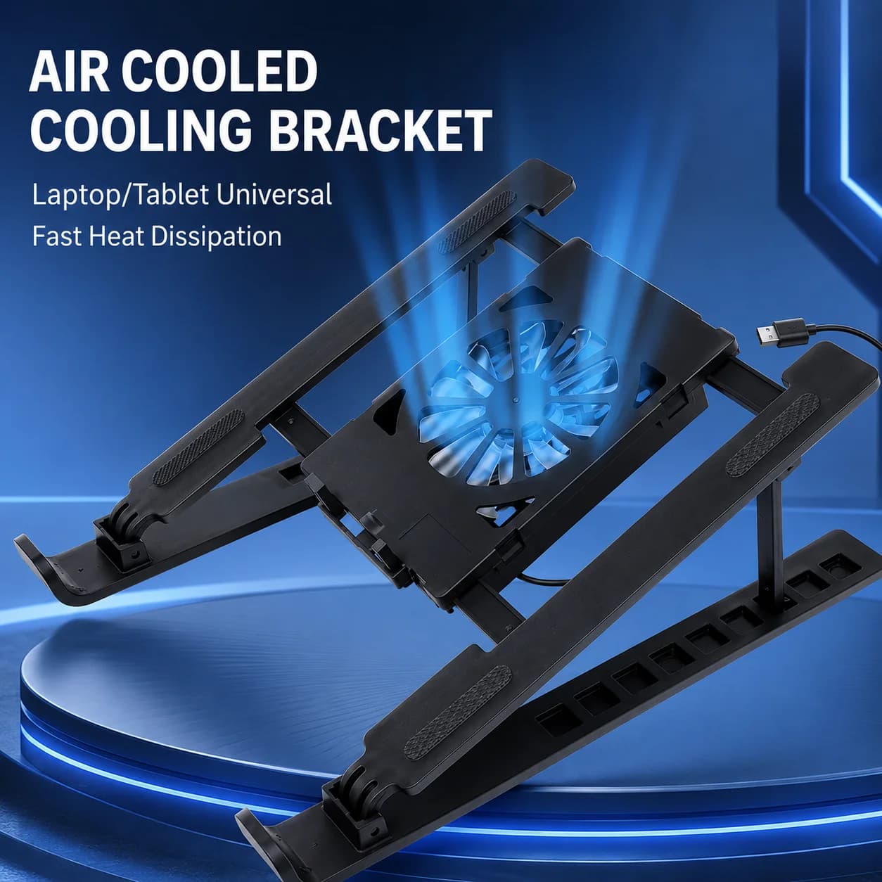 Foldable Laptop Cooling Stand with 1 Fan Portable Notebook Cooler Pad Elevated Radiator Base Holder Bracket
