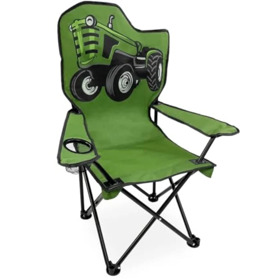 Sedia da campeggio Black Sierra Tractor, sedile pieghevole con supporto per 150 libbre, sedia da giardino portatile per esterni, include borsa per il trasporto e portabicchieri