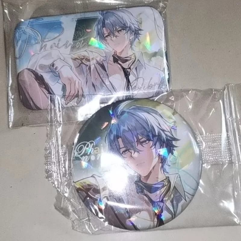 2Pieces Cosplay Backpack 58mm Badge Phainon NeiKos496 Rectangle Pin Collection Breastpin for Bags Clothe Gift