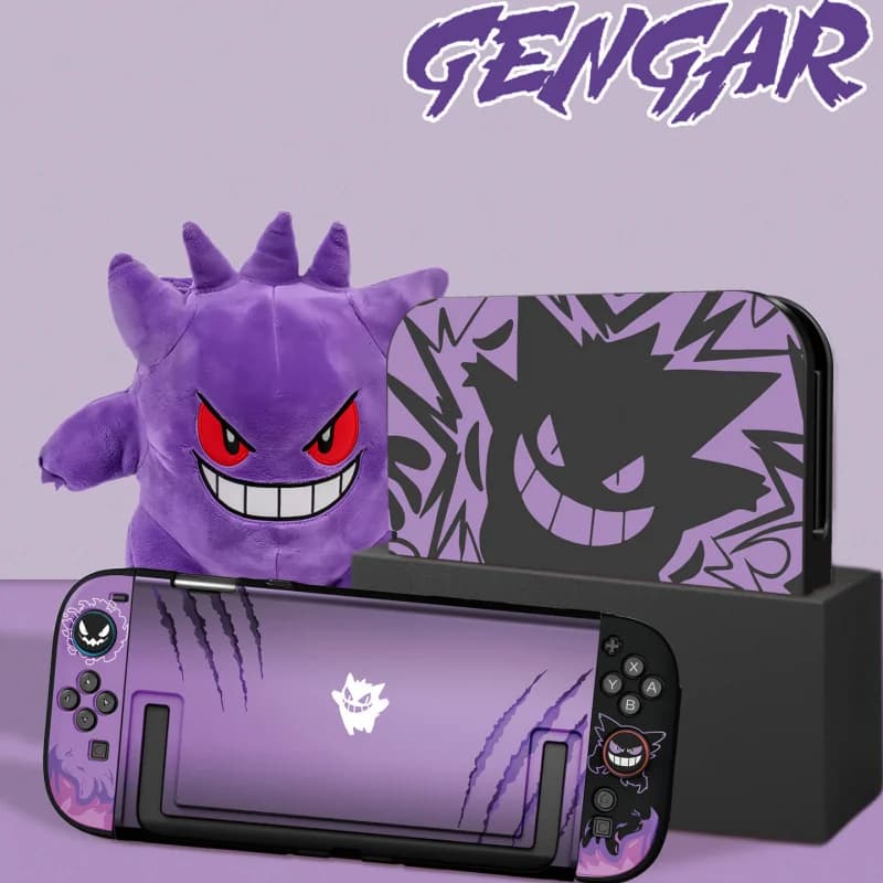 Anime Pokemon Gengar Protective Case for Nintendo Switch 2 Anti-Scratches Cartoon Shell Dockable Grip Cover with Foldable Stand