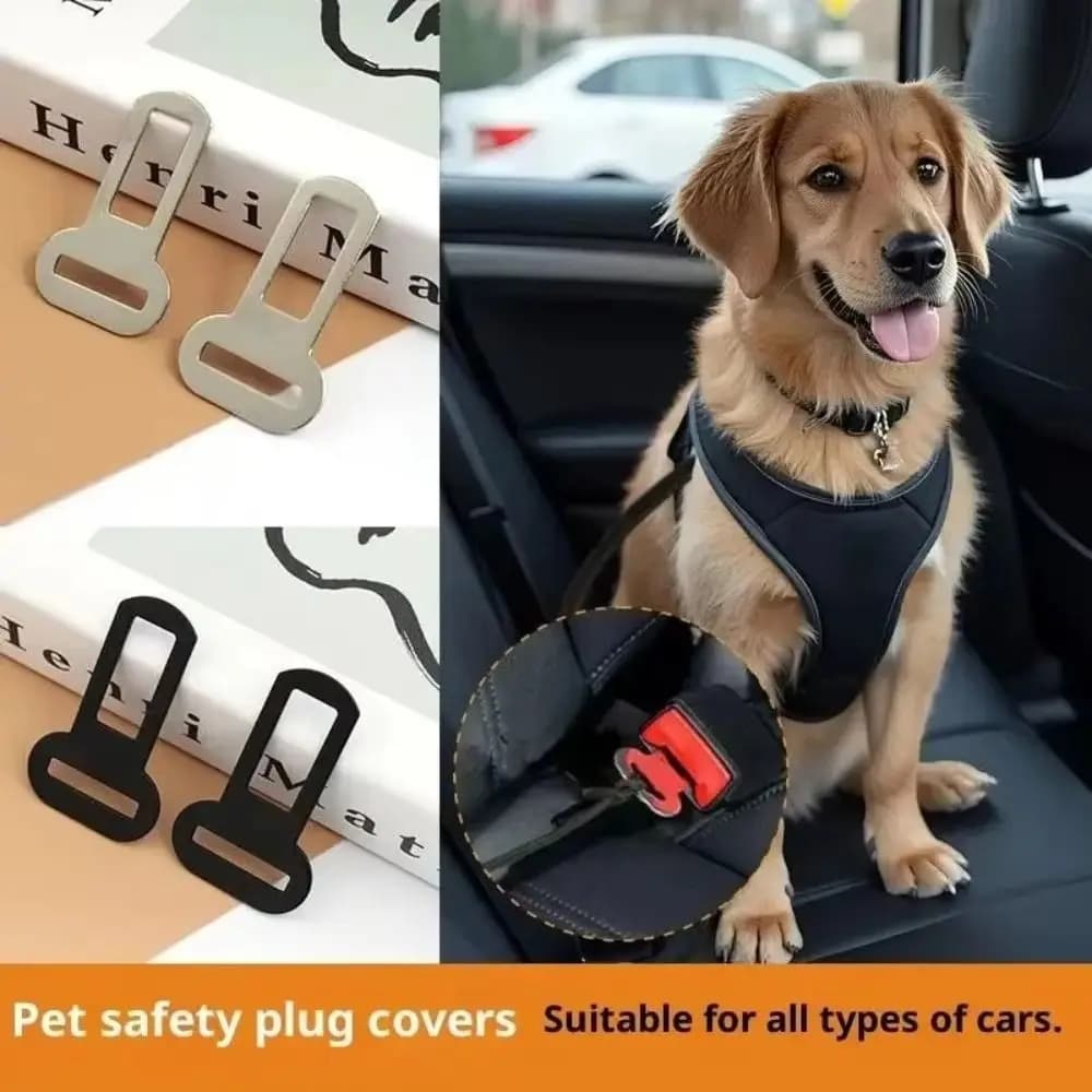 4PCS Metal Seat Belt Adapters Iron Thick Pet Leash Car Clip Sturdy Easy to Install Seatbelt Lock Buckle Plug