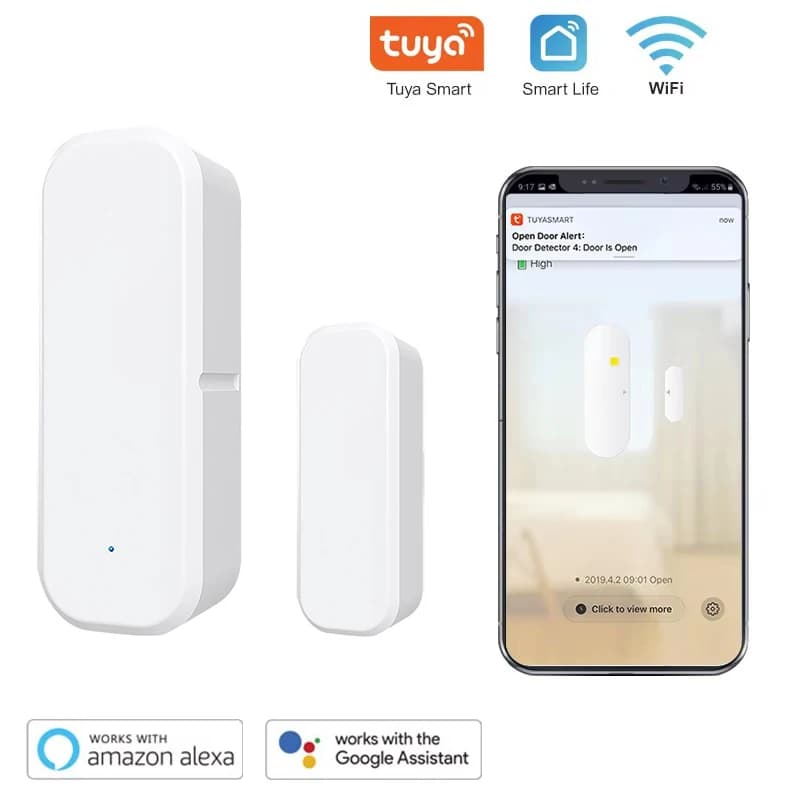 Sensore per Porta WiFi Tuya Smart, Rilevatore di Apertura/Chiusura per Casa Intelligente, Controllo tramite App Smartlife, Notifiche Compatibili con Alexa e Google Home