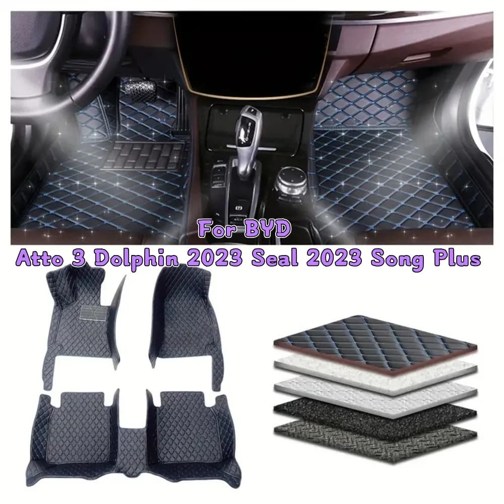 Tappetino per auto personalizzato per BYD Atto 3 2022 2023 Dolphin 2023 Seal 2023 Canzone Dettagli interni auto Accessori Tappeto automatico antiscivolo