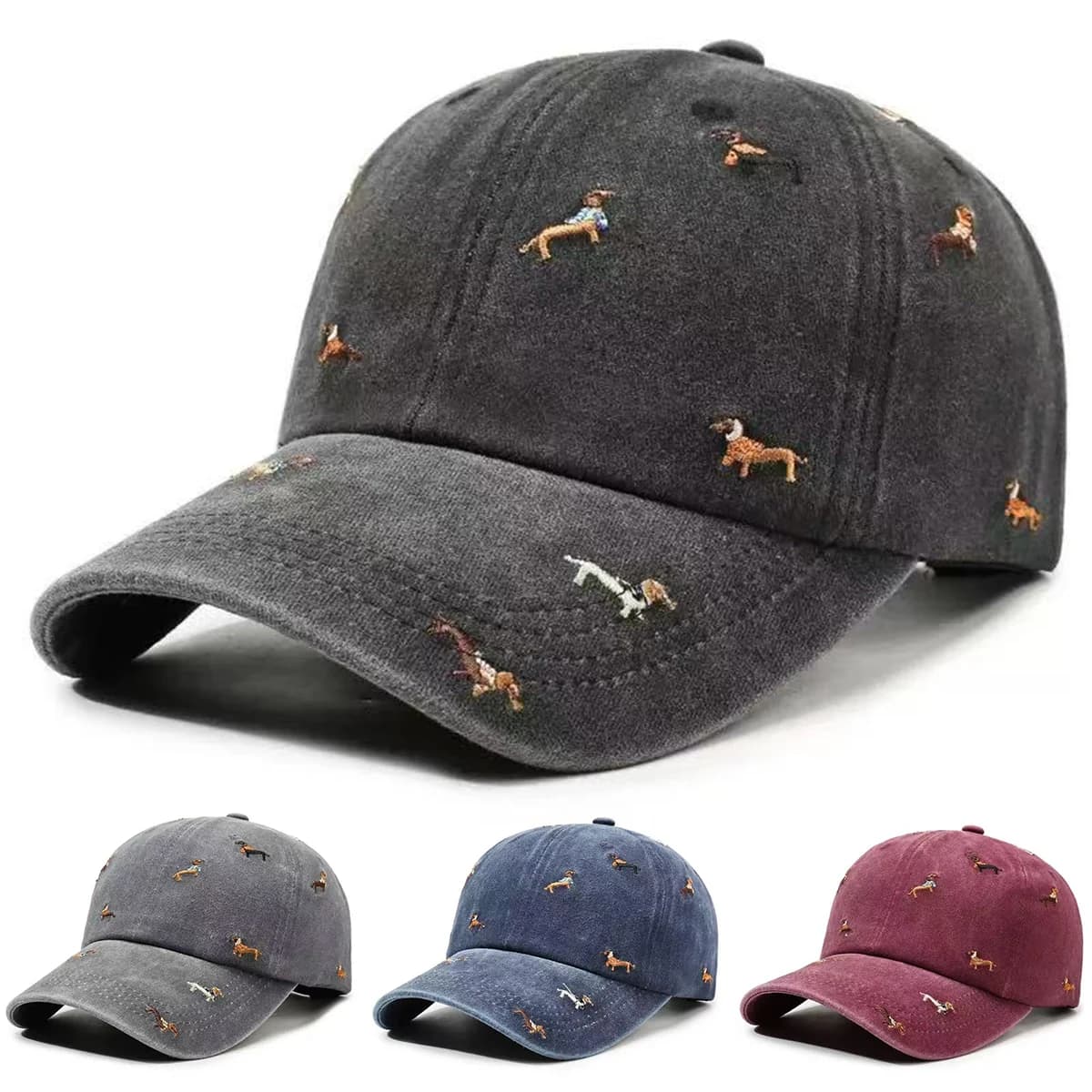 Unisex Sausage Dog Water Wash Baseball Caps Spring Autumn Outdoor Adjustable Casual Hats Sunscreen Hat Sports Cap