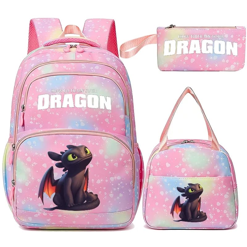 How to Train Your Dragon Backpacks 3pcs Women Men Backpack Pencil Case Teen Girl Boy Large Capacity Rucksack Students Mochilas