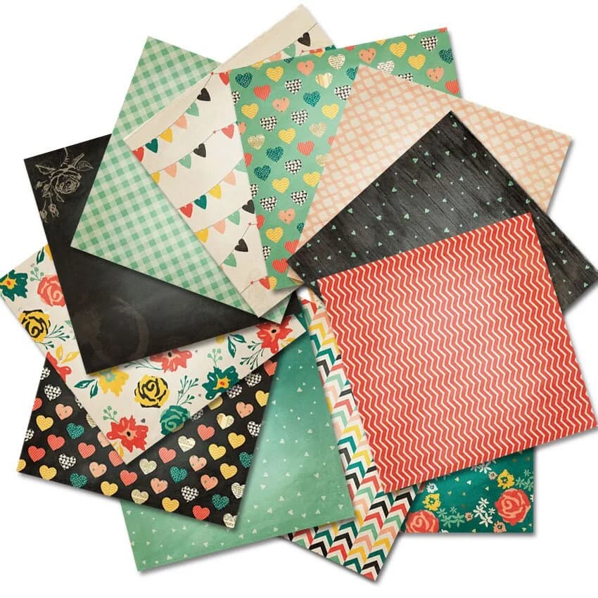 12 Sheets Sweet Love Scrapbooking Pads Paper Origami Art Background Paper Card Making DIY Scrapbook Paper Craft