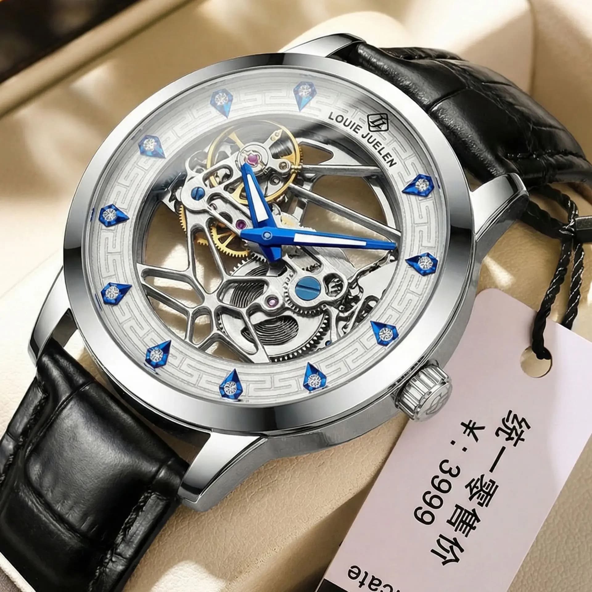 Orologio Automatico da Uomo in Acciaio Inossidabile, Nuovo Modello Scheletrato a Due Lancette, Luminoso, Impermeabile, con Tourbillon