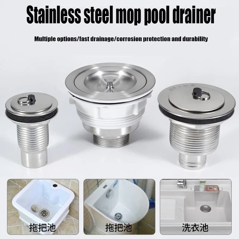 Lavabo in ceramica per piscina in acciaio inossidabile Scolapiatti esteso 110 Lavanderia Piscina Uscita inferiore Lavabo per mop Tubo inferiore per lavabo 50 40