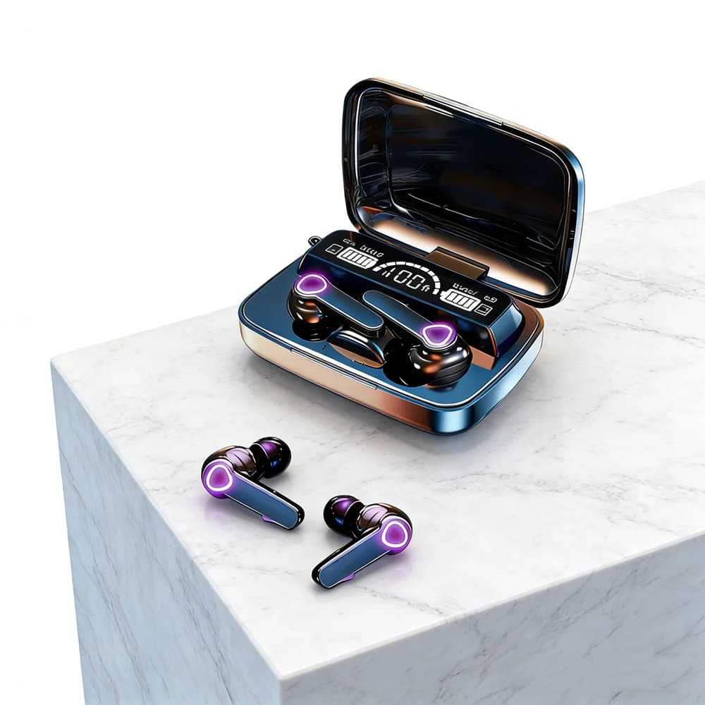 Auricolari TWS M19 con Controllo Touch Intelligente, Cuffie Wireless Compatibili con Bluetooth, Impermeabili, Display LED con Microfono