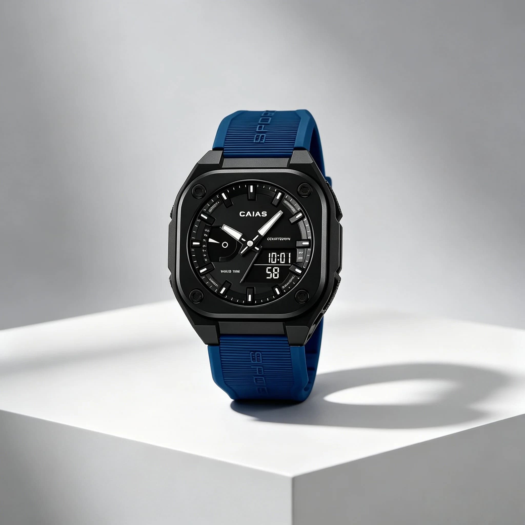 Multicolor Silicone Strap Sport Watch CAIAS Multi Function World Time Stopwatch Casual Men Wristwatch