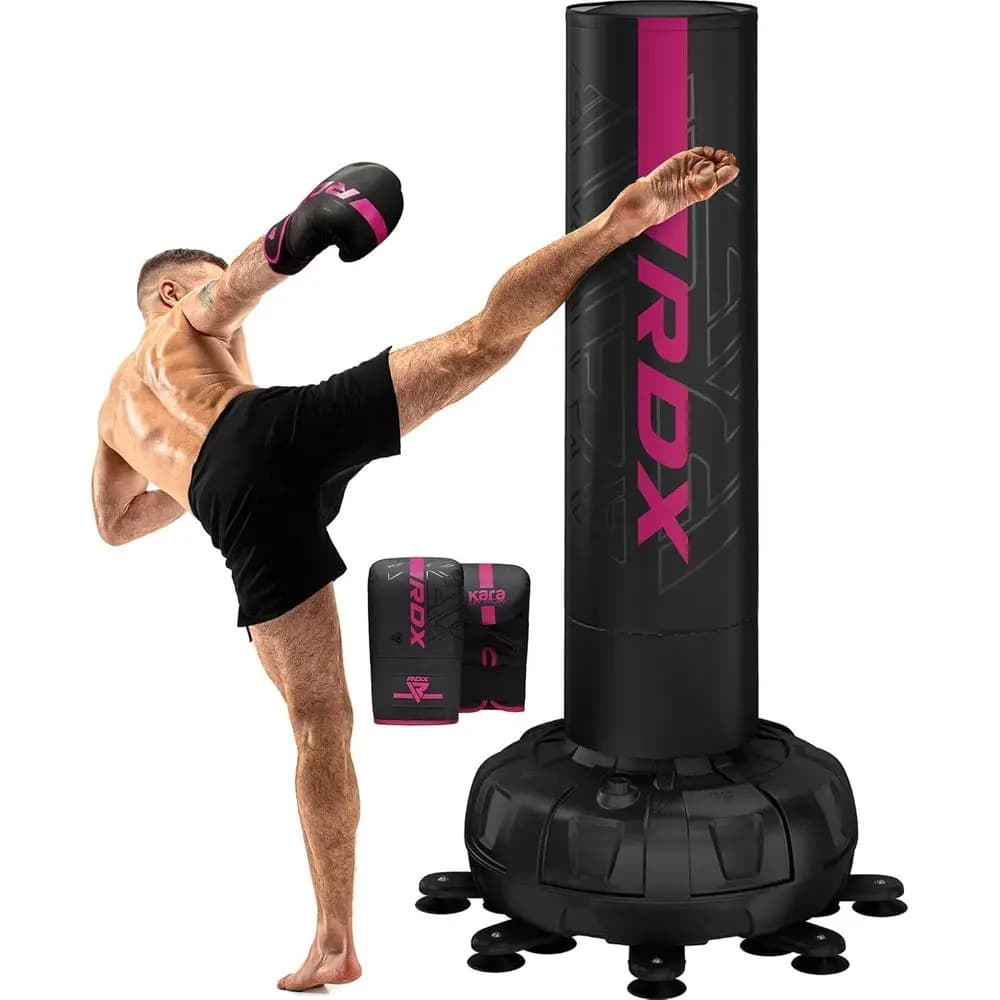 Heavy Duty 330lbs 72 Pedestal Punching Bag Set with Cover, Gloves, and Suction Cup Base for Home Gym Kickboxing and MMA Training