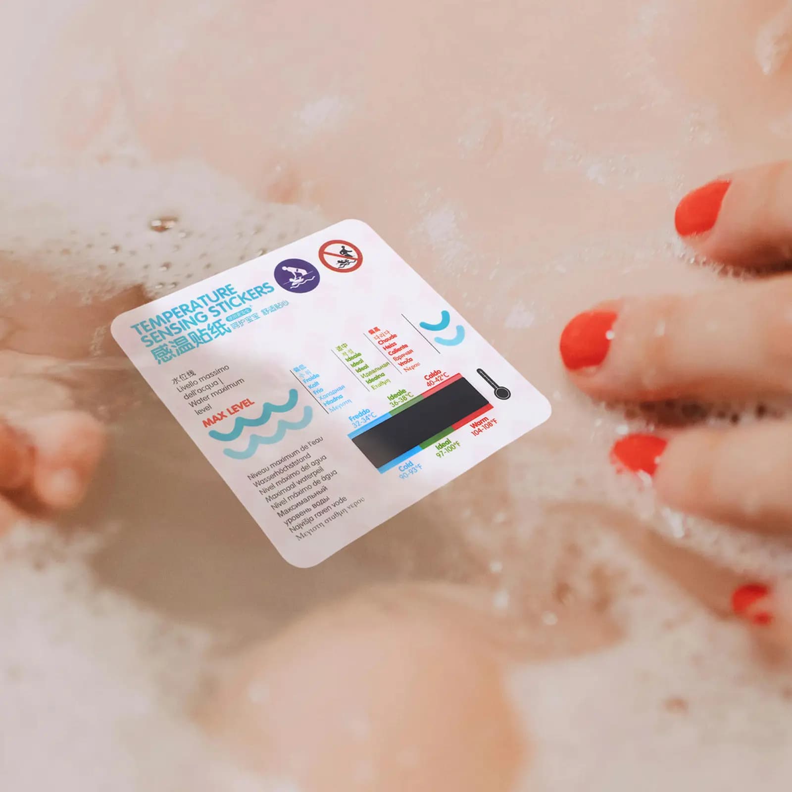 5Pcs Baby Bath Thermometer Sticker Waterproof LCD Display Accurate Water Temperature Monitor for Tub Kids Bath Safety