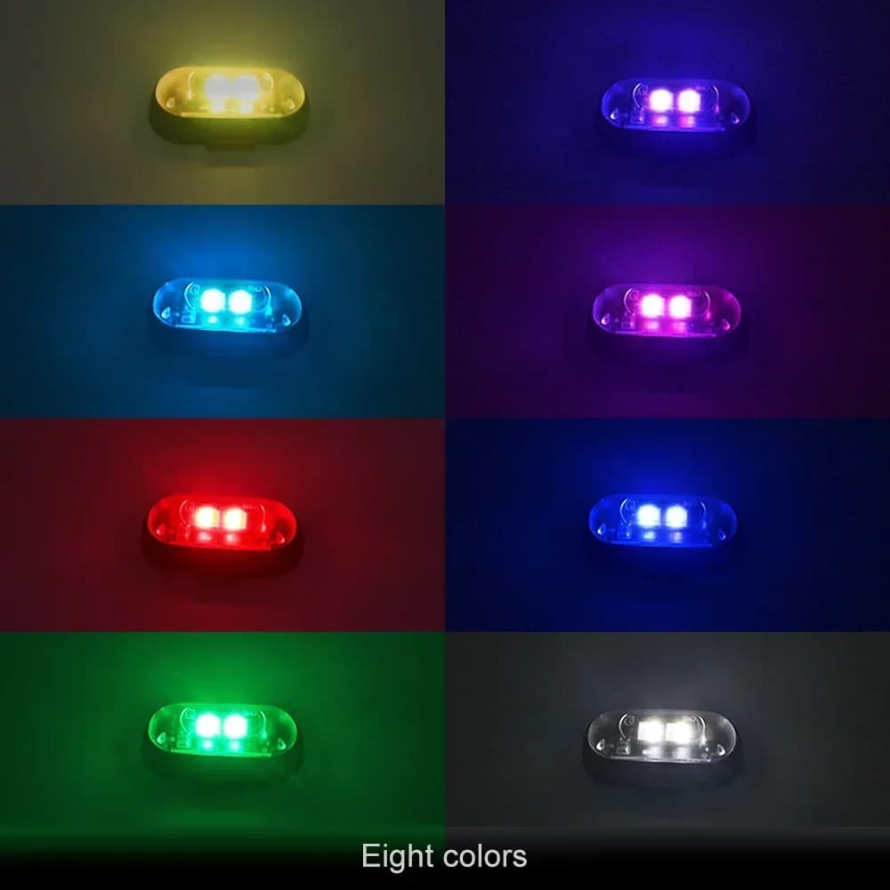 Luce Stroboscopica LED Wireless con Telecomando per Auto, Moto e Bici, Lampada Decorativa di Avvertimento, 8 Colori, Luci per Auto Ricaricabili USB