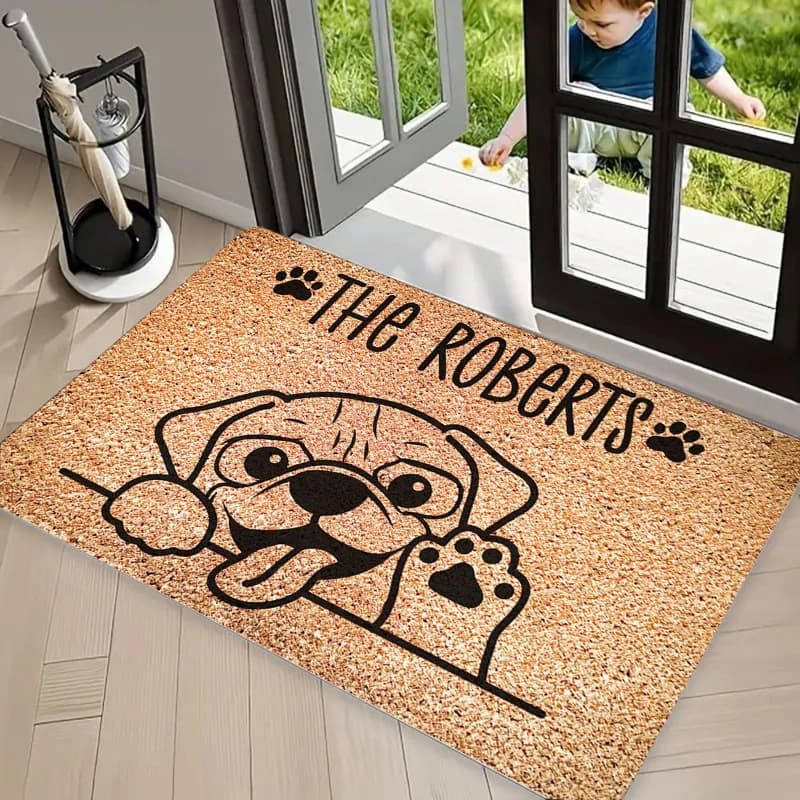 Divertente tappetino in fibra di cocco con stampa di cani e gatti, tappeto d'ingresso antiscivolo, tappetino lavabile e resistente per la decorazione di porta d'ingresso, portico e patio
