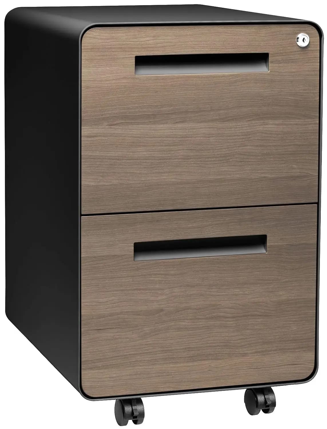 2 Drawer Mobile File Cabinet with Lock, Under Desk Metal Cabinet for Legal & Letter Folders, Wheels & Feet, Customized