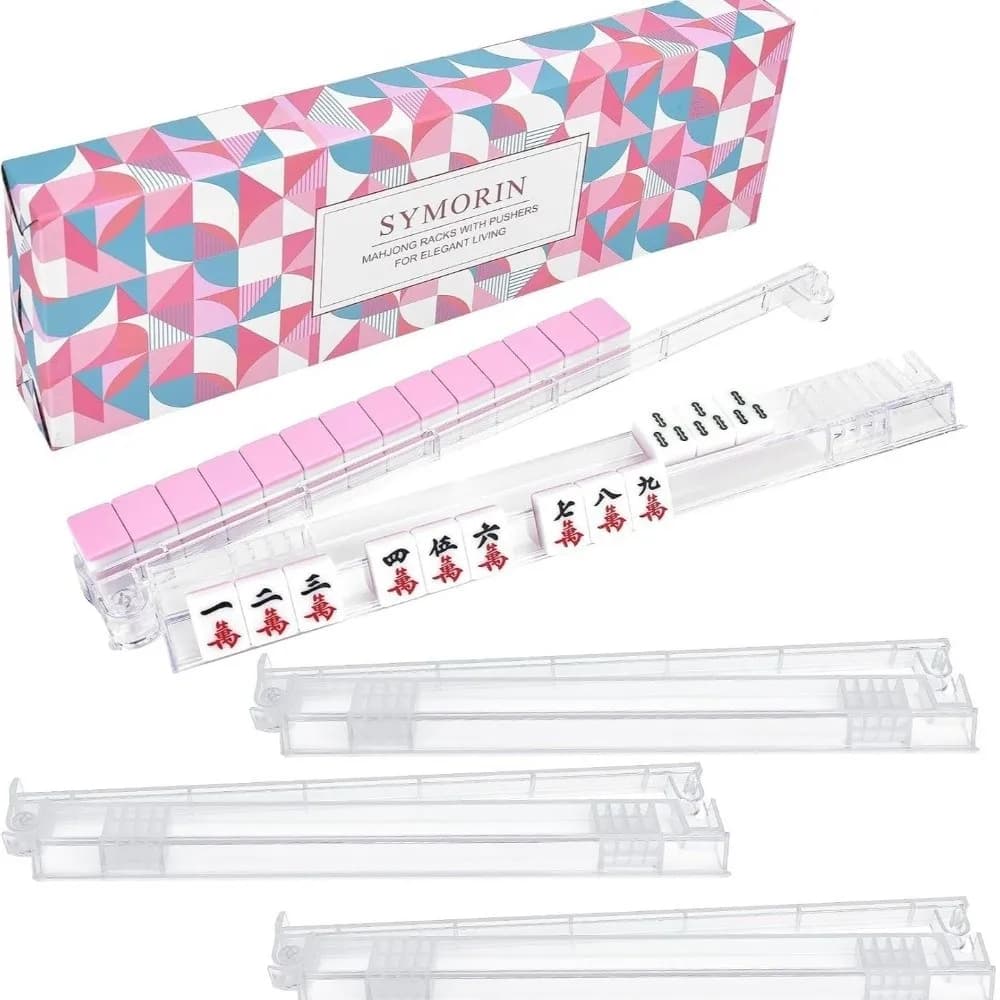 Non-Slip Mahjong Tile Rack Crystal Clear Sturdy Mahjong Ruler Eleagnt Gift Packaging Durable American Mahjong Accessories Gift