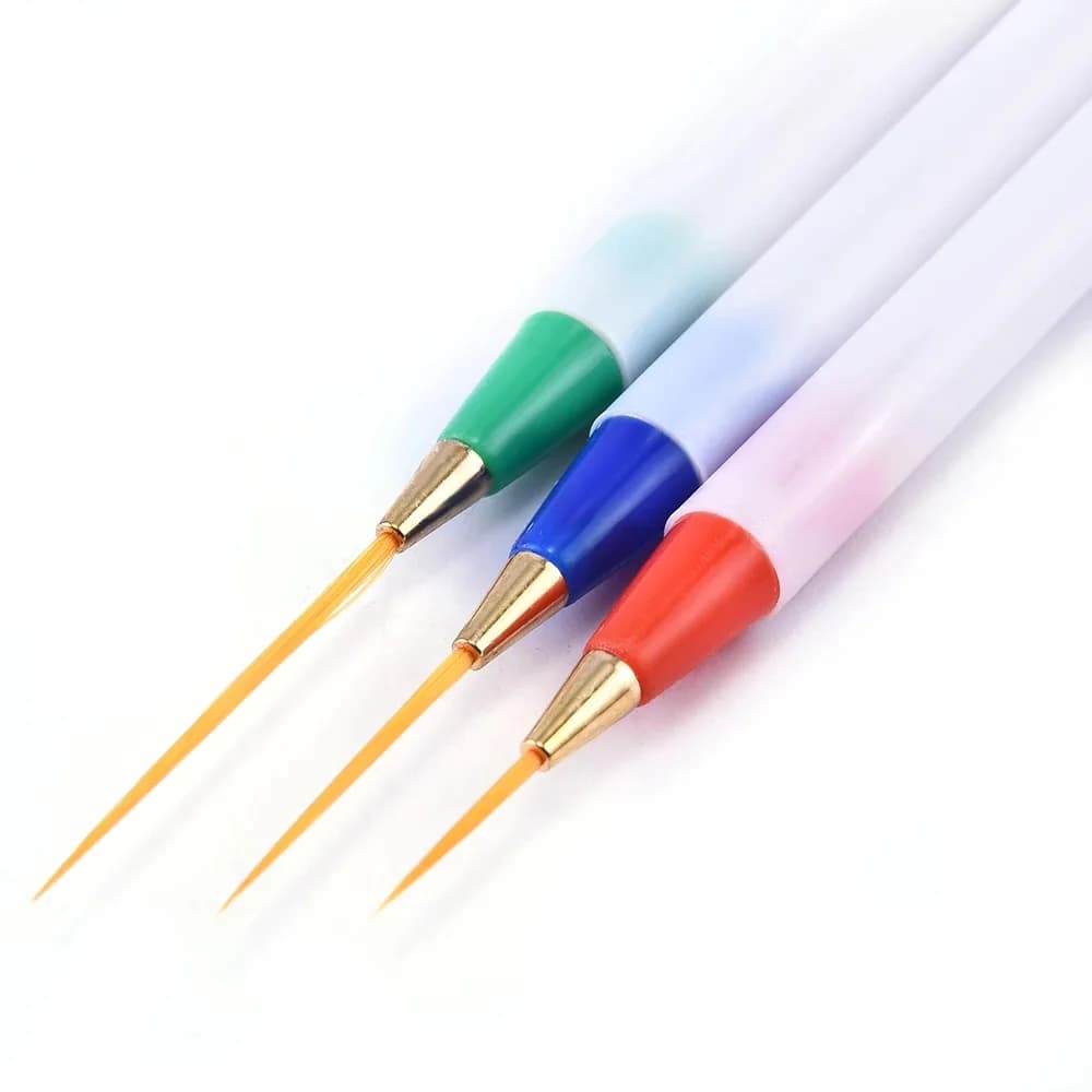 Set di 3 Pennelli per Nail Art, Penne per Disegno Fai-da-Te, Pennelli per Gel UV, Strumenti per Manicure