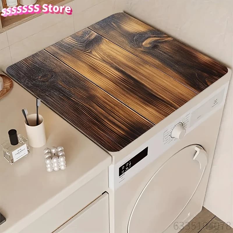 Tappetino Antipolvere per Lavatrice Effetto Legno - Elegante Tappetino Drenante in Poliestere per Protezione di Cucina, Bagno e Lavanderia, Moderno