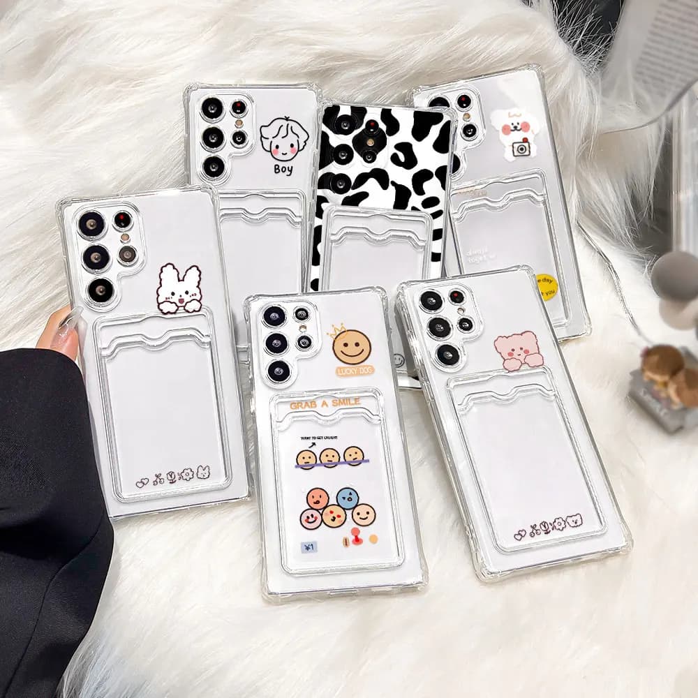 Phone Case for Samsung Galaxy A56 5G S25 Ultra A55 A54 A53 S24 FE S23 S22 Plus A52 Silicone Cover Card Slot Funda