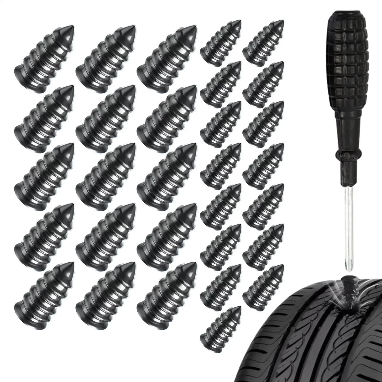 Kit di riparazione pneumatici universale 30 pezzi Tappo per foratura pneumatici sottovuoto per moto Auto Camion ATV UTV Strumento di assistenza stradale di emergenza