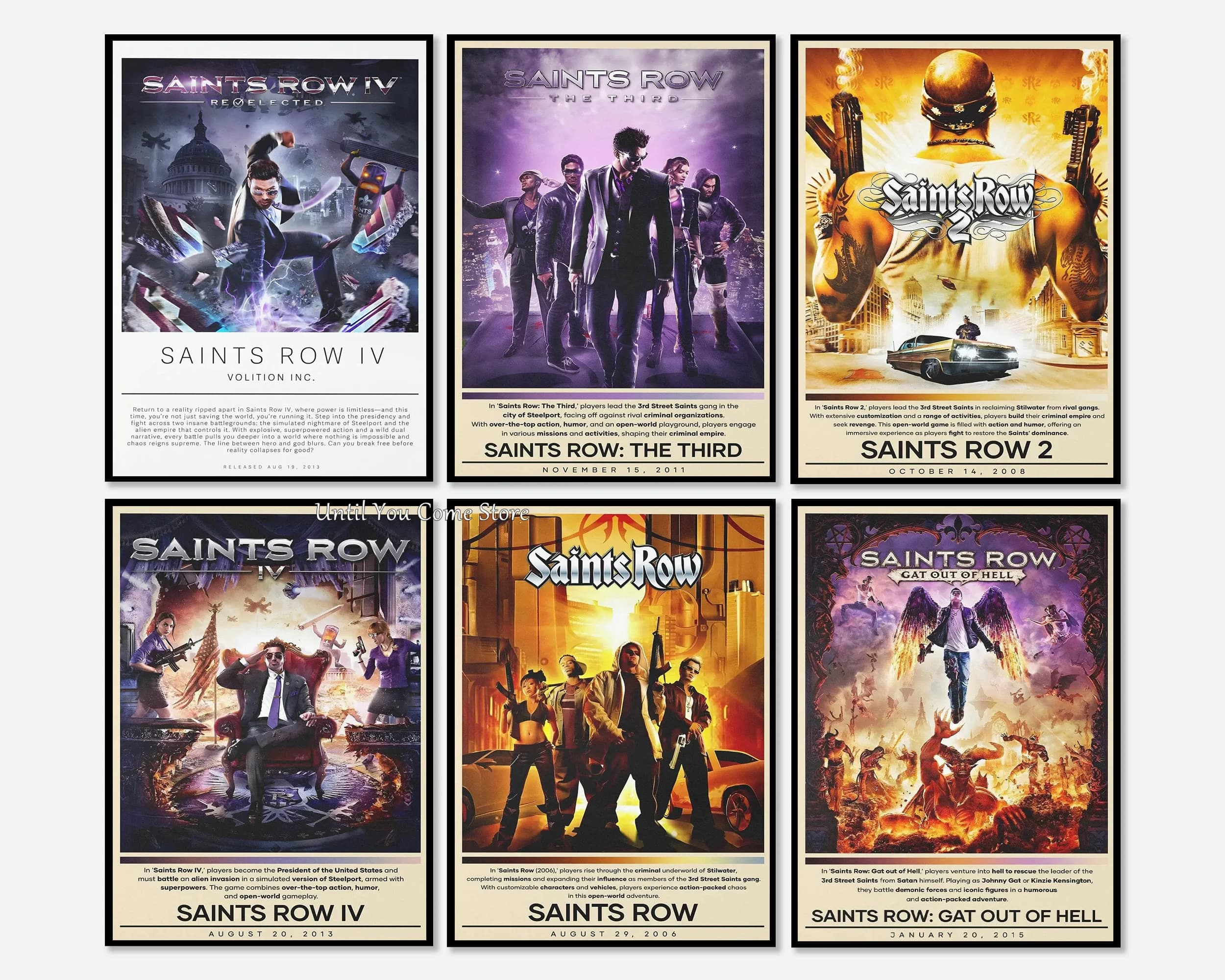 Action Shooting Game S-Saints Row Series Poster Print Canvas Art Pictures Home for Living Room and Bedroom Wall Modern Decor