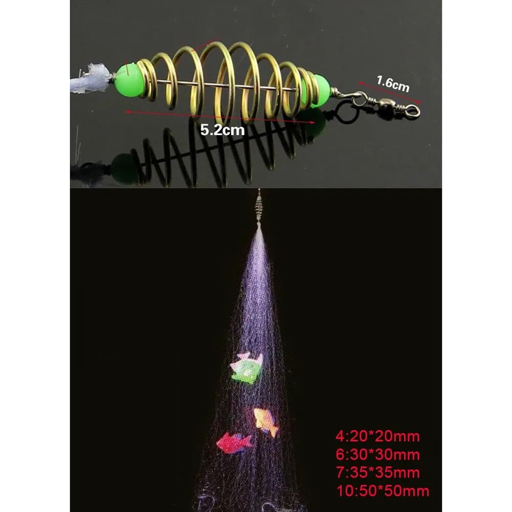 Rete da Pesca Leggera con Perline Luminose Ideale per la Pesca a Stagno, Diverse Misure di Maglia per Catturare Pesci di Diverso Peso