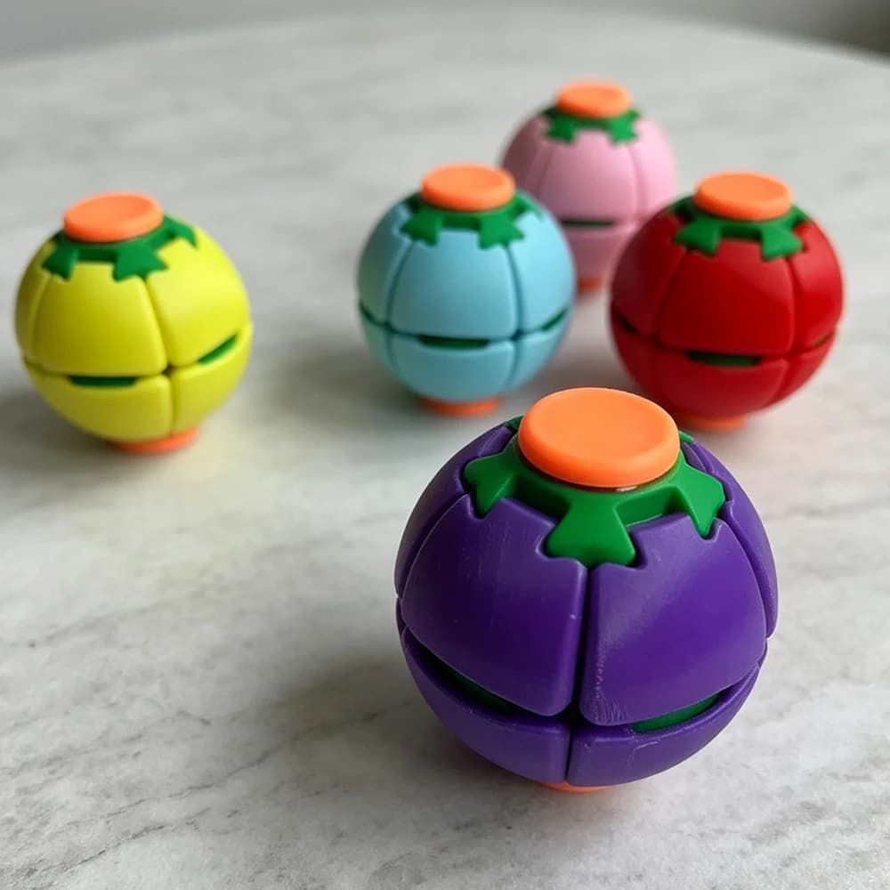 3D Printed Fidget Spinner Ball Press & Spin Stress Relief Toy Squeeze Deformable Fingertip Gyro Mini Portable Anxiety Relief Toy