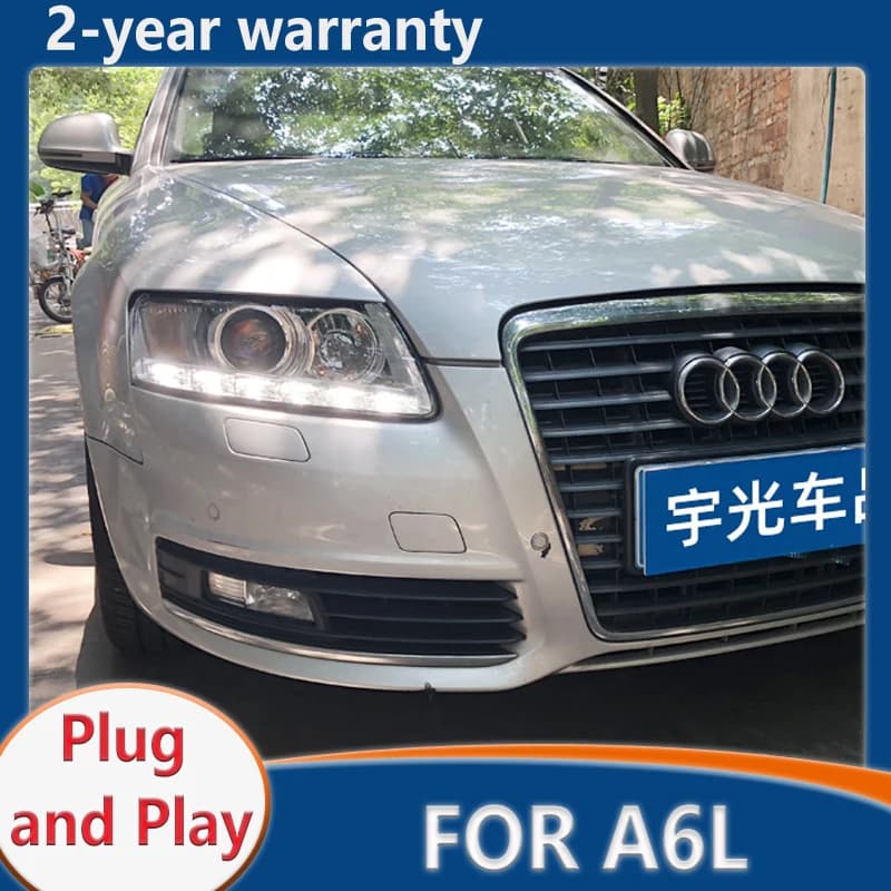 Per Audi A6 Fari A6L C5 C6 2005-2011 Fari A LED DRL Opzione Hid Bi Xenon Lampada Frontale Luci Anteriori Accessori Auto