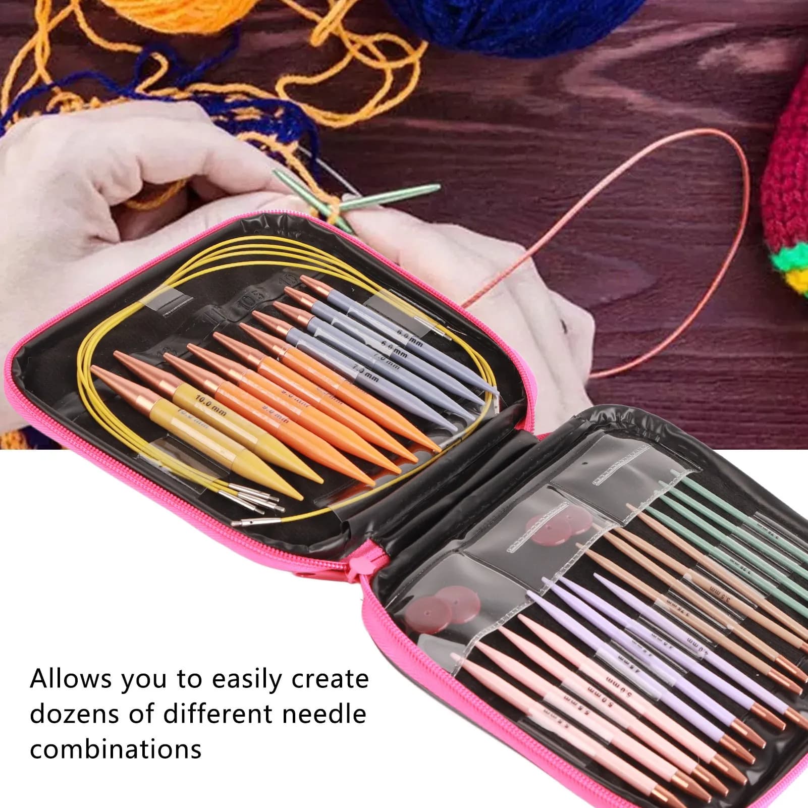 13 Pairs Crochet Hook Set Plastic Polycarbon Needles DIY Craft Accessories for Women Circular Knitting Needle Crochet Hook Set
