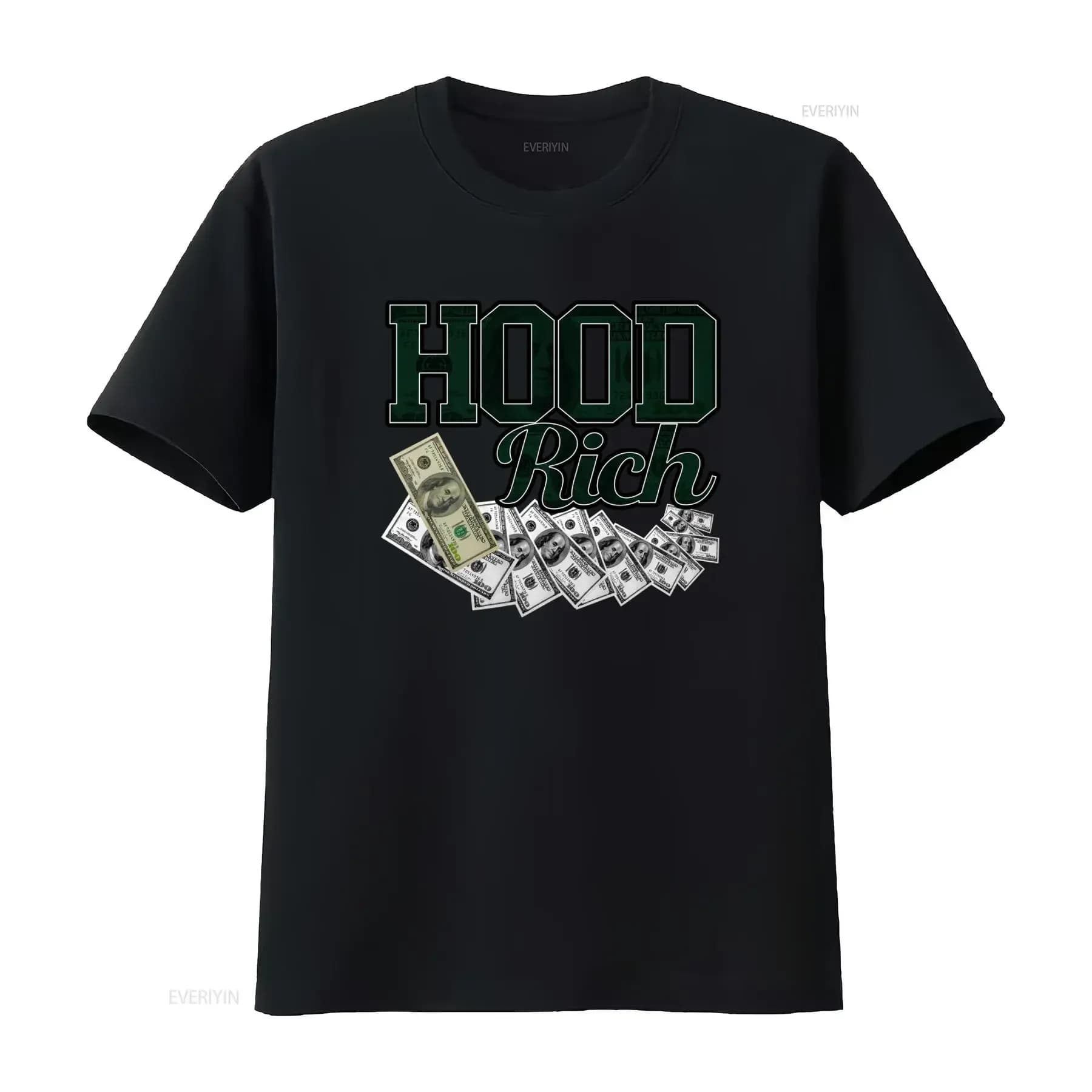 Vintage Hood Rich T Shirt 3Xl Xxxl Pro Club Dollar Bill Print vintage Washed Breathable Soft Versatile Casual homme Slightly