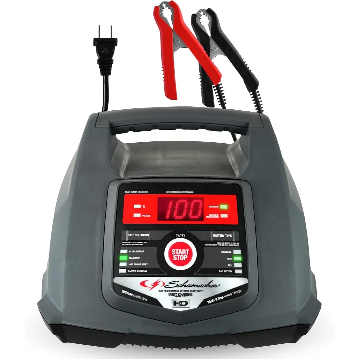 6A Car Battery Charger and 100A Engine Starter, 5-in-1 Maintainer with Trickle Charge for 6V/12V Automotive and Marine Batteries