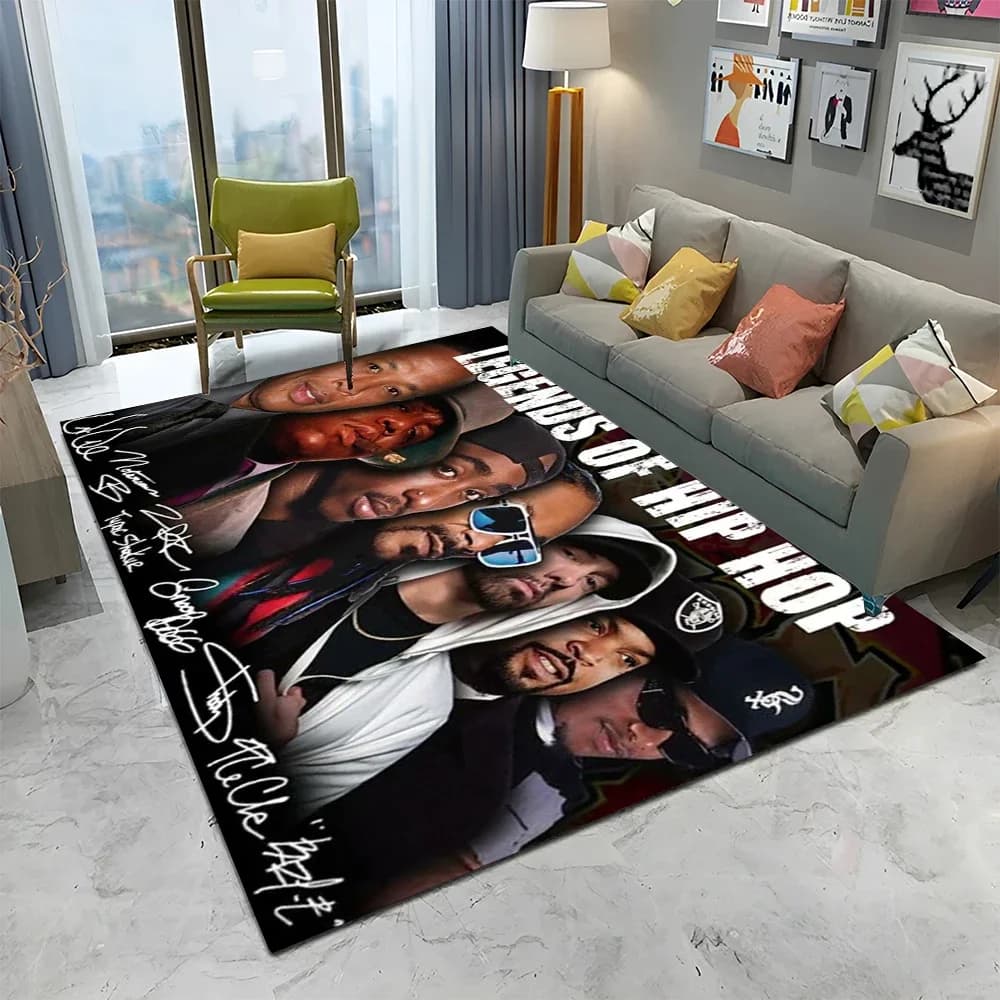 Legend Star Hip Hop Rapper Art Tappeto per la casa Soggiorno Camera da letto Divano Zerbino Decor, tappeto da gioco per bambini Tappetino antiscivolo