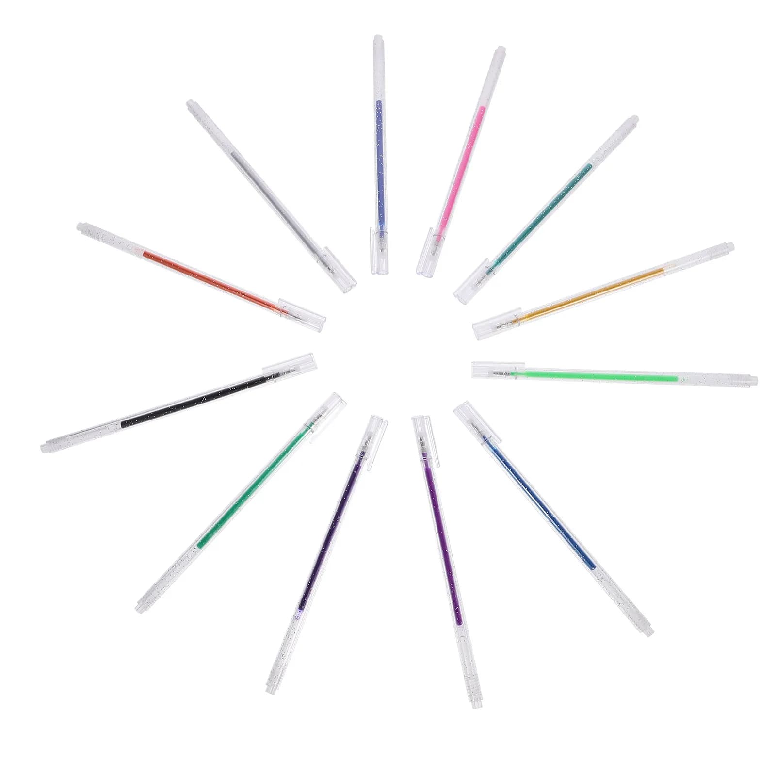 Set di 12 Penne Gel Glitterate a Punta Fine, Penne Metalliche per Disegno Artistico, Appunti, Evidenziatori, Marcatori, Materiali per Fai-da-Te per Bambini