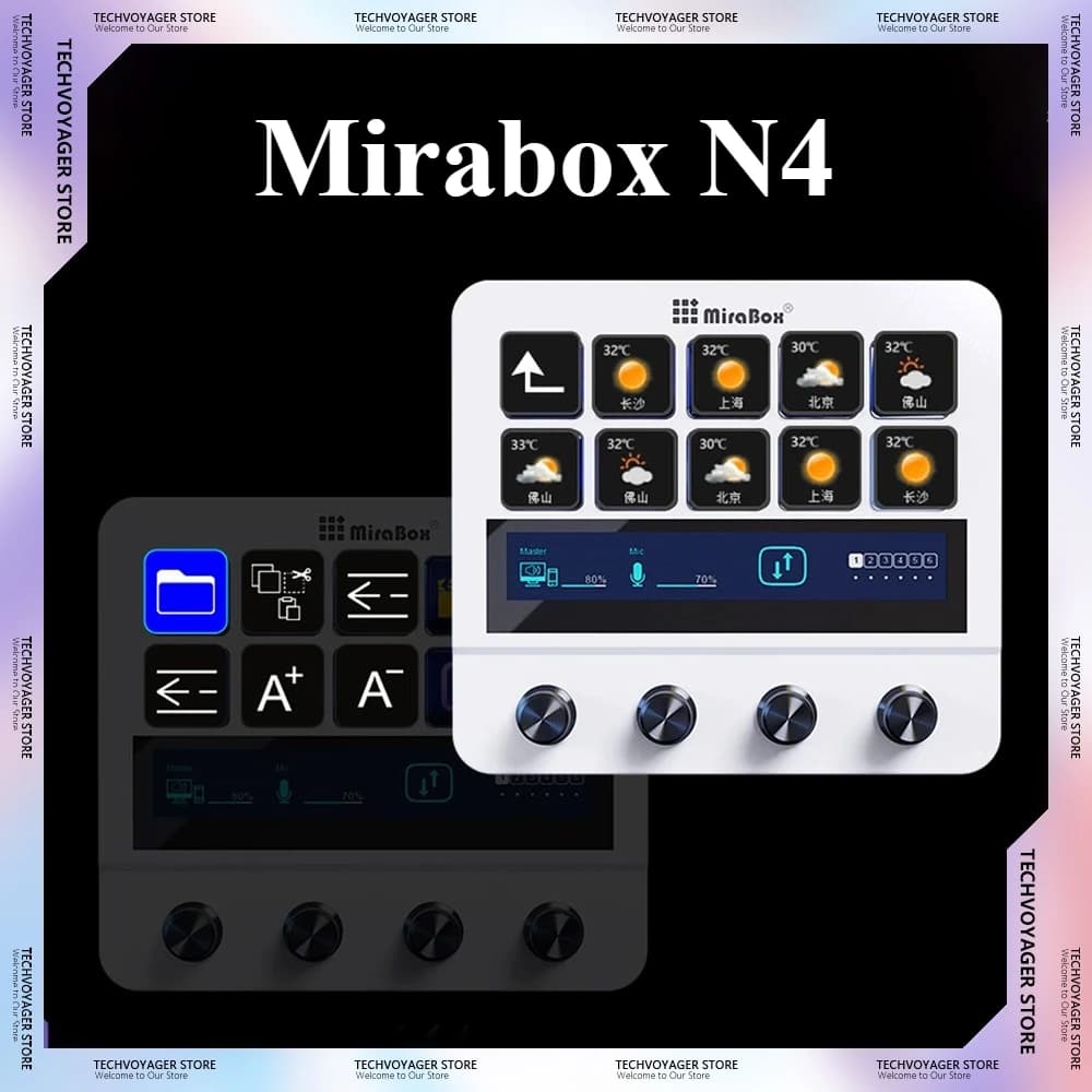 Mirabox N4 StreamDeck Mini tastiera Supporto regolabile 10 tasti Striscia tattile personalizzata Interfaccia quadruplo Tastiera macro visiva Regali per PC