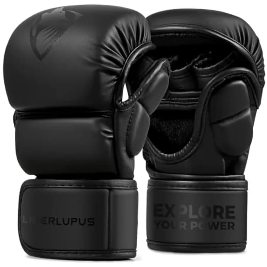 MMA Gloves for Men Punching Bag Gloves for Men, Open Palm Training Gloves for MMA Sparring, Kickboxing, Muay Thai, Youth Self-D