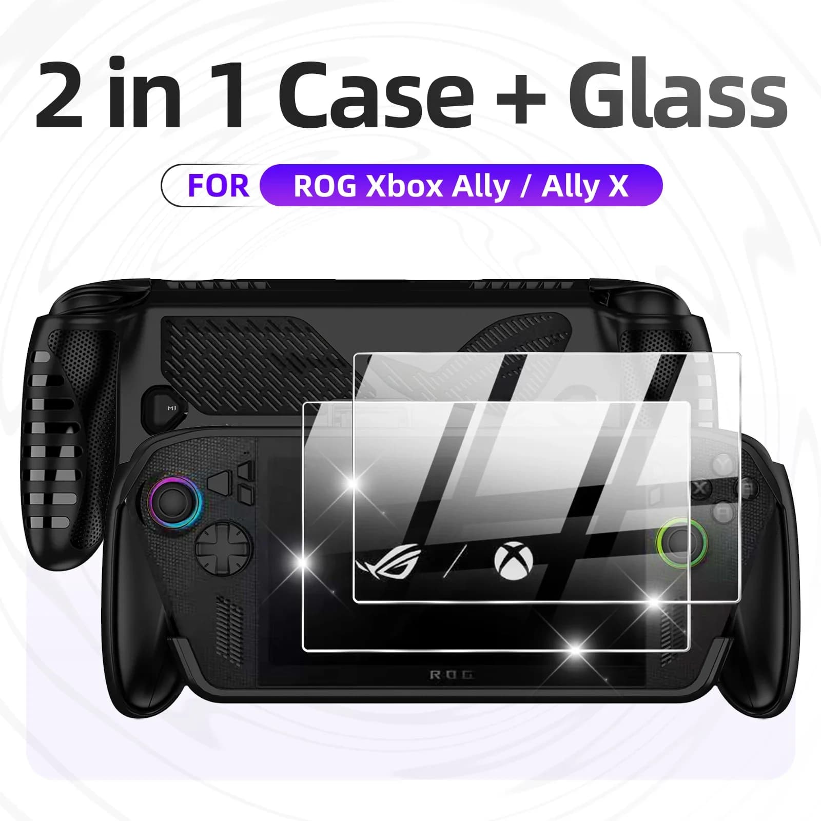 Set di accessori 2 in 1 per custodia protettiva ROG Xbox Ally / Ally X con protezione per schermo in vetro temperato, copertura antiurto
