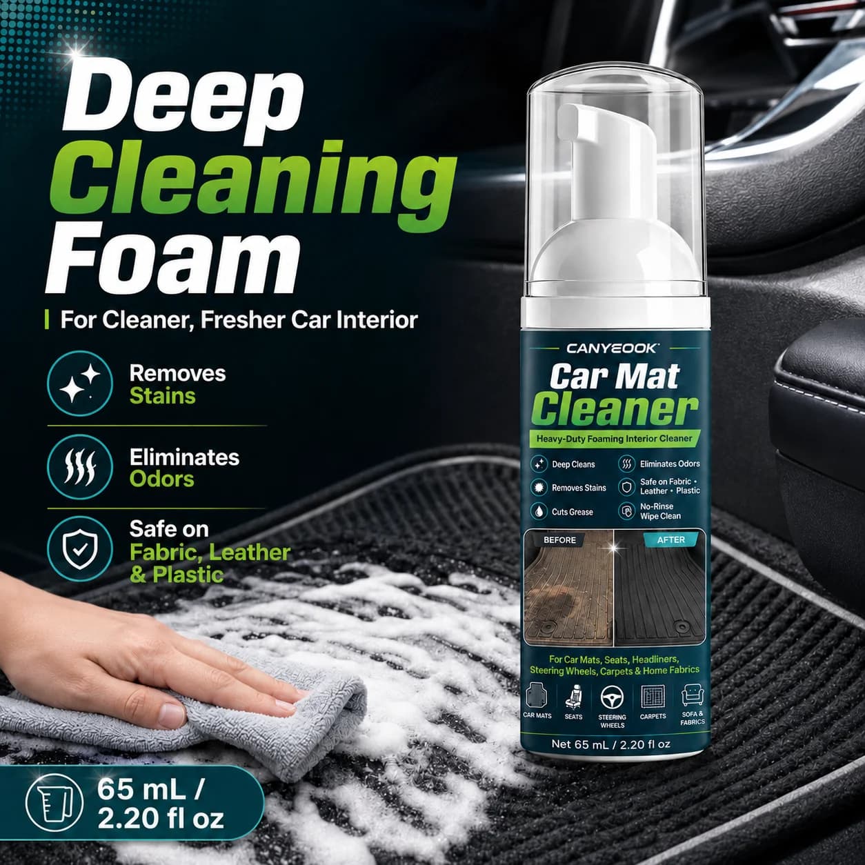 Waterless Pet Dry Foam Shampoo, No-Rinse Gentle Cleanser for Dogs & Cats, Plant-Based Deodorizing Moisturizing Foam for Paws Tai